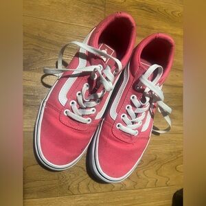 Vans Women’s Pink and White Sneakers